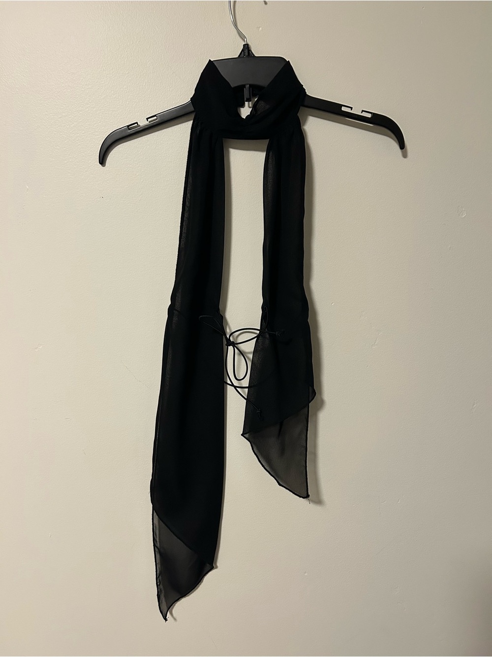 Black Sheer Tie-Detail Backless Scarf Top for Women